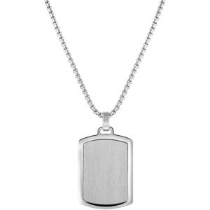 Van Heusen Men’s Stainless Steel Engravable Dog Tag Pendant with Box Chain Necklace(Silver)