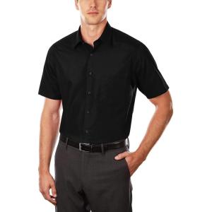 Van Heusen Men’s TALL FIT Short Sleeve Dress Shirts Poplin Solid (Big and Tall)(Black)