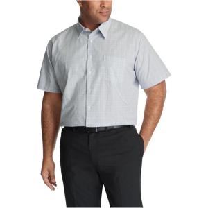 Van Heusen Men’s TALL FIT Short Sleeve Dress Shirts Poplin Solid (Big and Tall)(Grey Sky Multi)