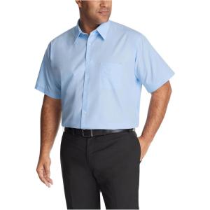 Van Heusen Men’s TALL FIT Short Sleeve Dress Shirts Poplin Solid (Big and Tall)(Lake Blue)