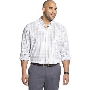 Van Heusen mens Big and Tall Wrinkle Free Long Sleeve Button Down Shirt(English Violet Plaid)
