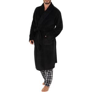 Van Heusen mens Comfort Soft Fleece Robe(Black)