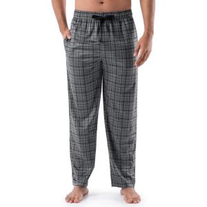 Van Heusen mens Silky Fleece Sleep Pajama Pant(Charcoal Plaid)