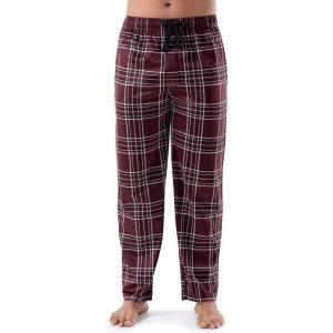 Van Heusen mens Silky Fleece Sleep Pajama Pant(Dark Red Plaid)