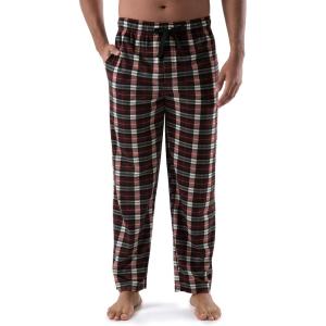 Van Heusen mens Silky Fleece Sleep Pajama Pant(Dark Red/Off White)