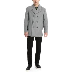Van Heusen mens Tatton Classic Double Breasted Peacoat(Grey)