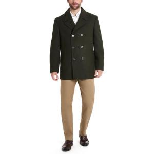 Van Heusen mens Tatton Classic Double Breasted Peacoat(Olive)