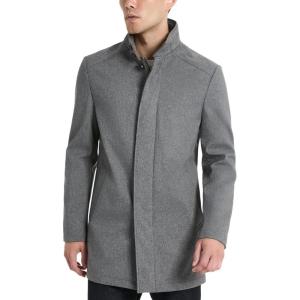 Van Heusen mens Van Heusen Tedford Overcoat With Stand Collar(Grey Melange)