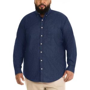 Van Heusen mens Wrinkle Free Poplin Long Sleeve Shirt(Carbon Blue)