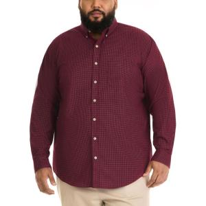 Van Heusen mens Wrinkle Free Poplin Long Sleeve Shirt(Port Red)