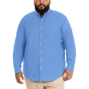 Van Heusen mens Wrinkle Free Poplin Long Sleeve Shirt(Riviera Blue)
