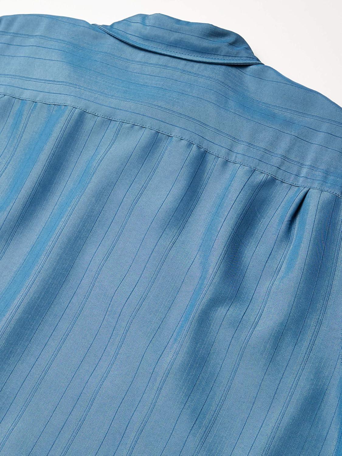 imageVan Heusen Mens Big and Tall Air Short Sleeve Button Down Poly Rayon Stripe ShirtCameo Blue