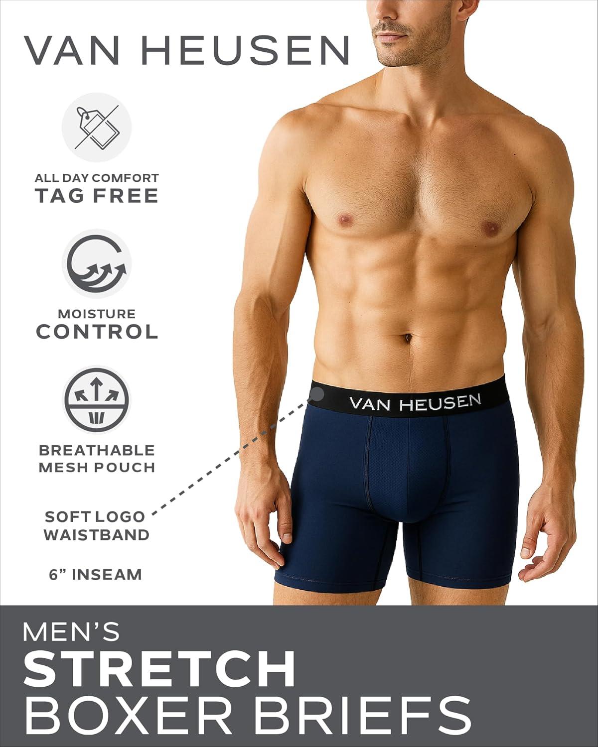 imageVan Heusen Mens Boxer Briefs 3 Pack 6 Inseam Soft Mens Underwear Athletic Boxer Briefs with Contour PouchBlackPhantomPearl