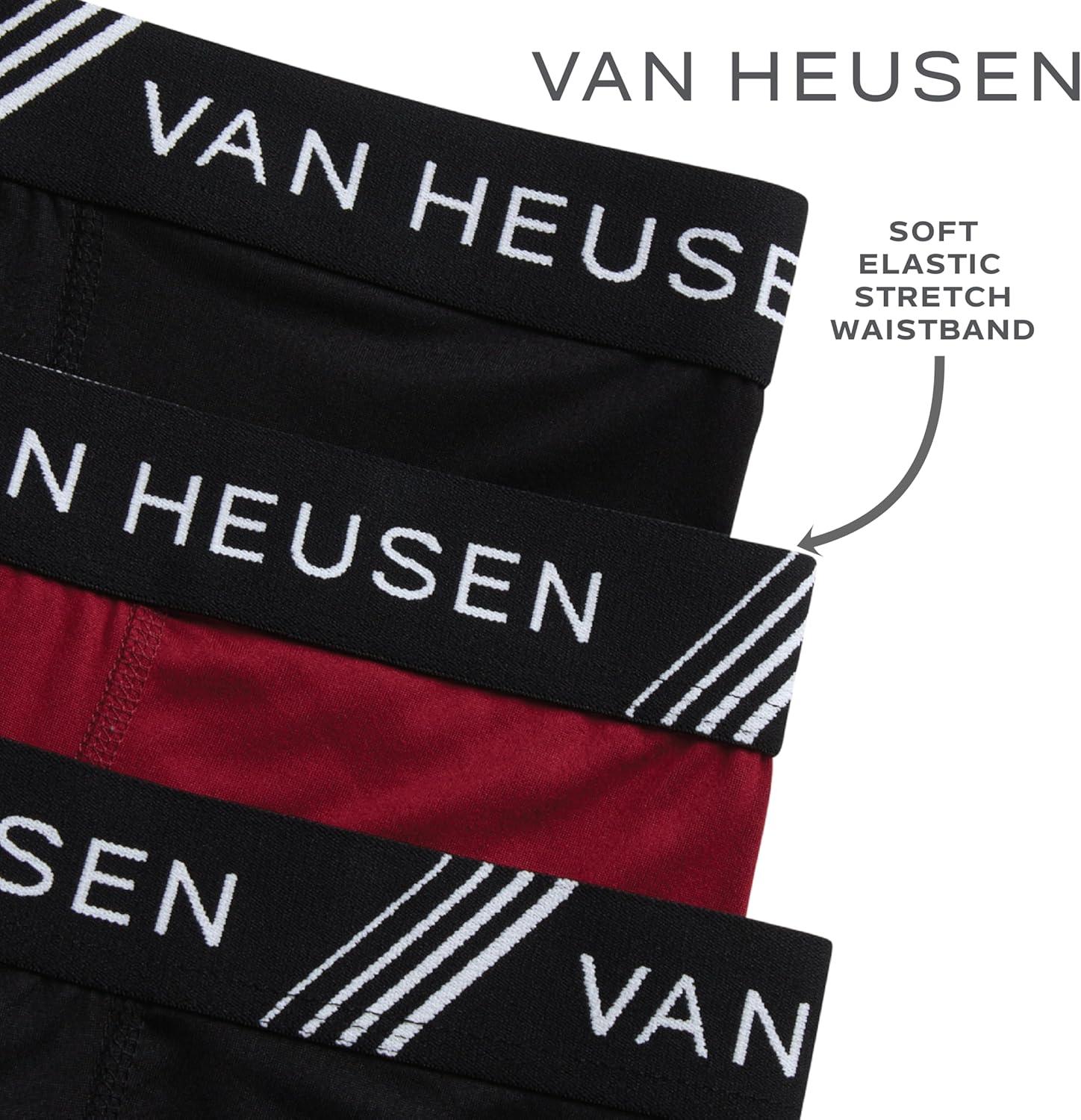 imageVan Heusen Mens Boxer Briefs 3 Pack 6 Inseam Soft Mens Underwear Athletic Boxer Briefs with Contour PouchBlackTibetan RedBlack