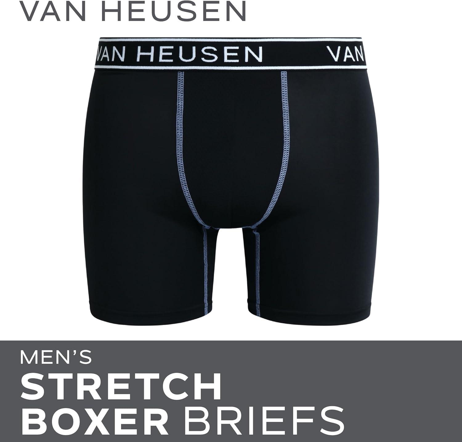 imageVan Heusen Mens Boxer Briefs 6 Pack 6 Inseam Soft Stretch Mens Underwear Boxer Briefs with Contour PouchBlack
