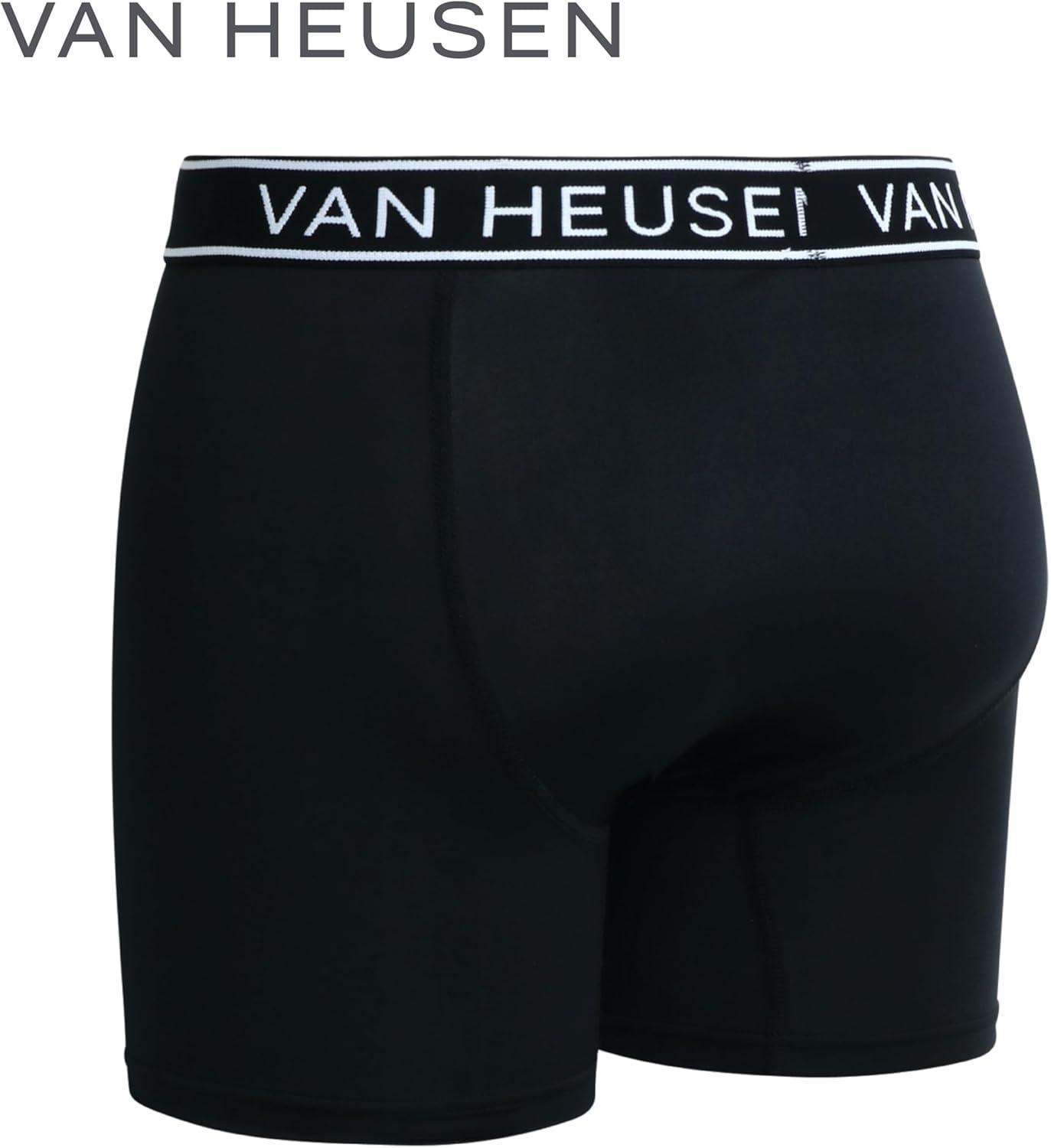 imageVan Heusen Mens Boxer Briefs 6 Pack 6 Inseam Soft Stretch Mens Underwear Boxer Briefs with Contour PouchBlack