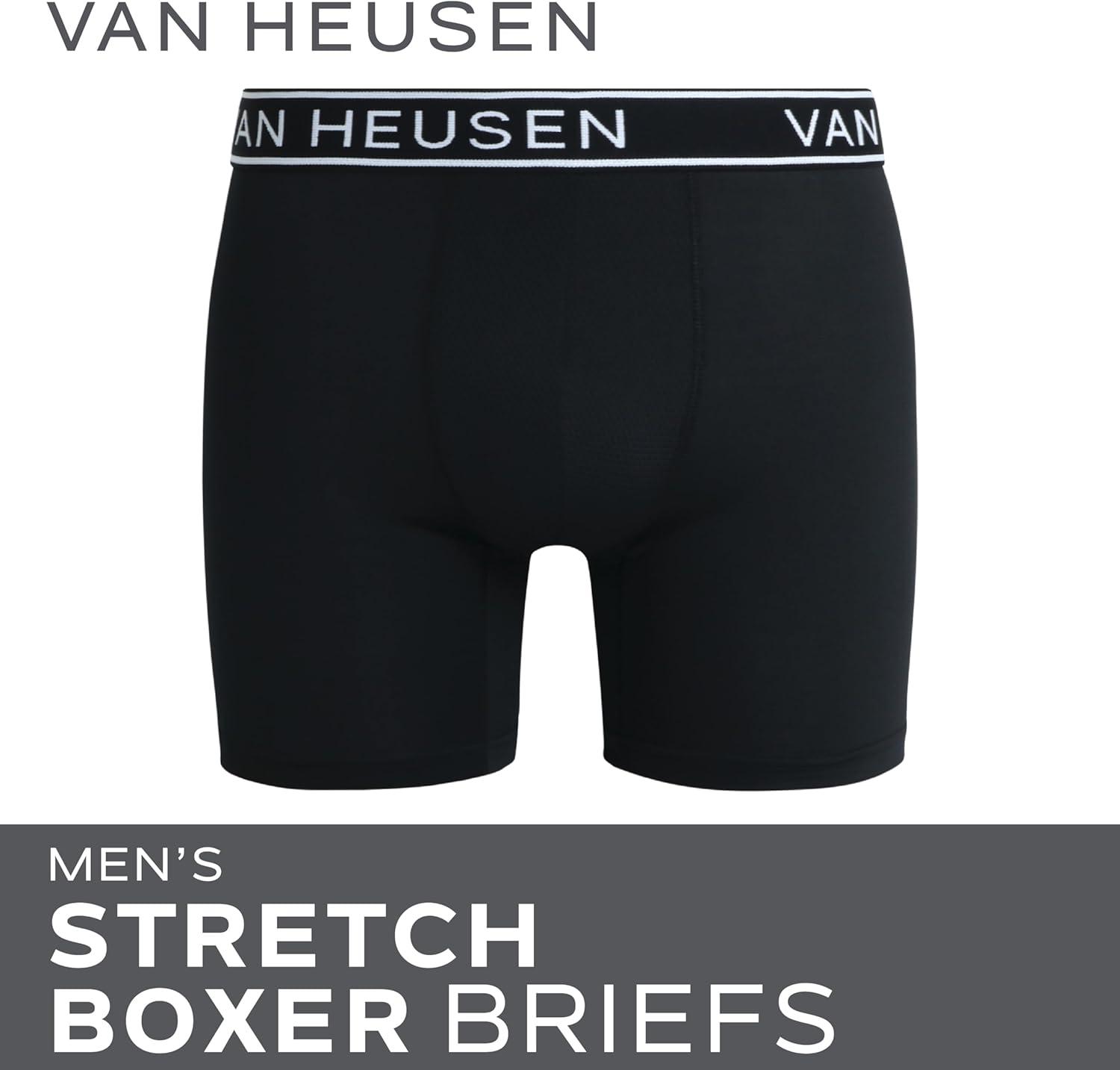 imageVan Heusen Mens Boxer Briefs 6 Pack 6 Inseam Soft Stretch Mens Underwear Boxer Briefs with Contour PouchBlackBlackened Pearl
