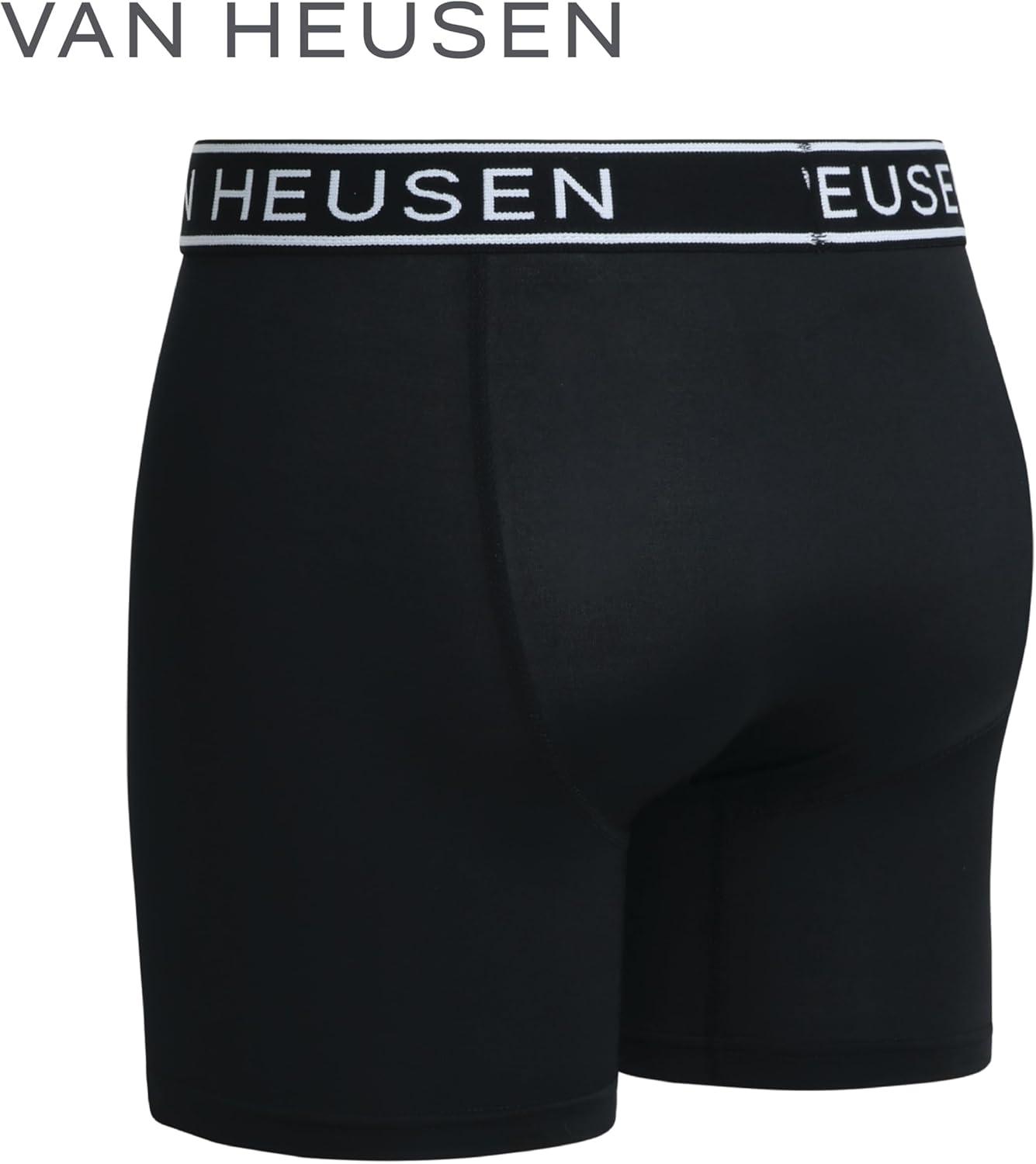 imageVan Heusen Mens Boxer Briefs 6 Pack 6 Inseam Soft Stretch Mens Underwear Boxer Briefs with Contour PouchBlackBlackened Pearl