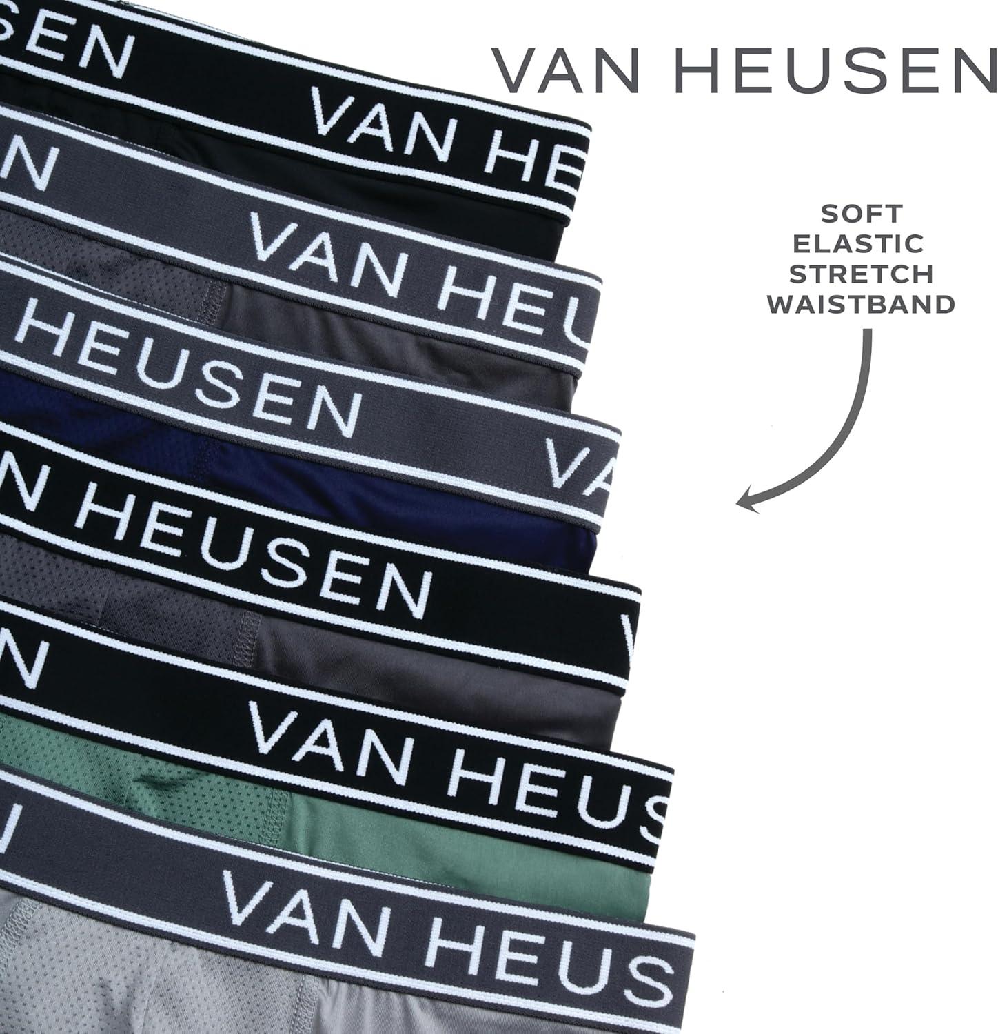 imageVan Heusen Mens Boxer Briefs 6 Pack 6 Inseam Soft Stretch Mens Underwear Boxer Briefs with Contour PouchBlackBlackened PearlDark ForestShark SkinEvening Blue