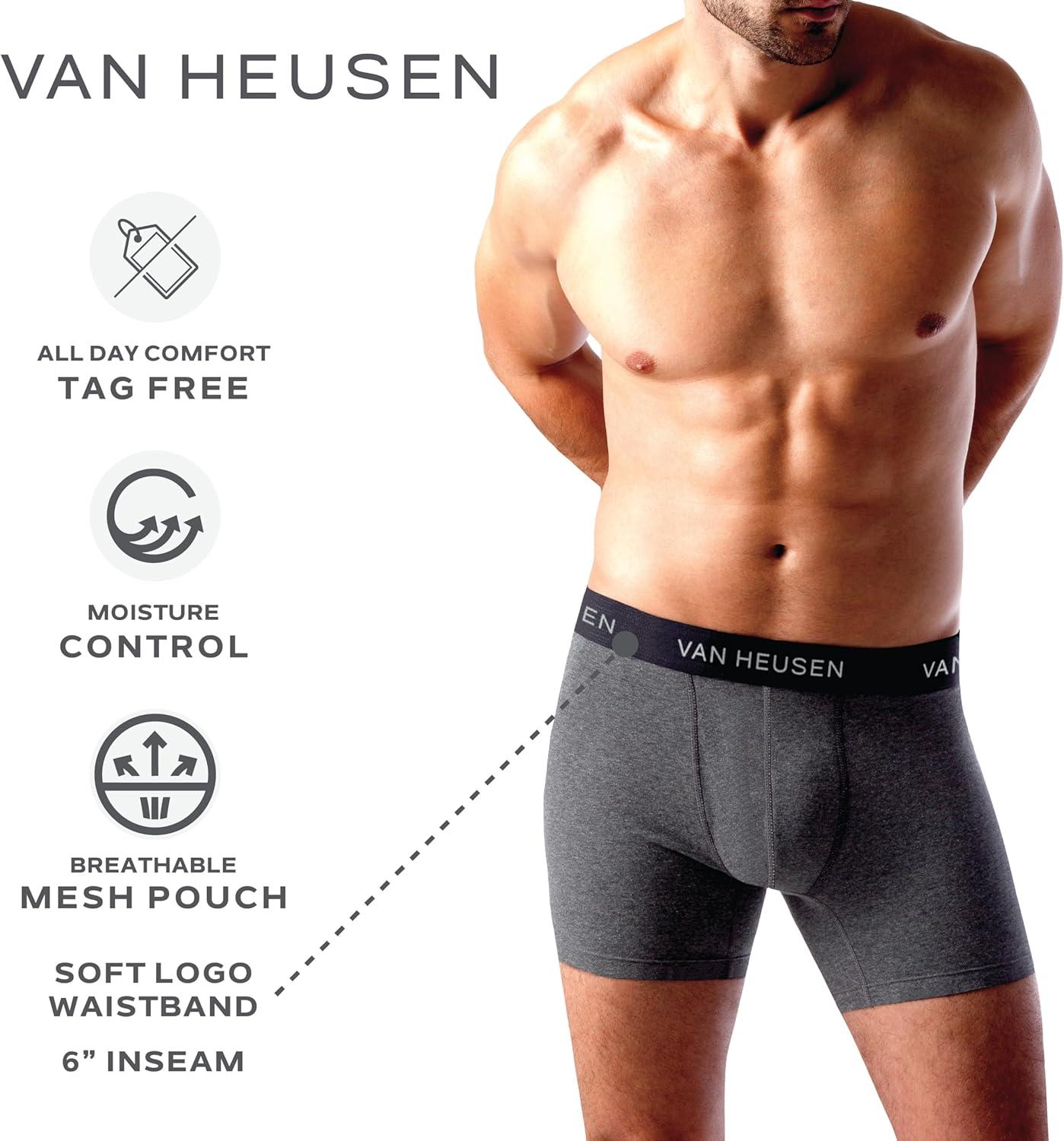 imageVan Heusen Mens Boxer Briefs 6 Pack 6 Inseam Soft Stretch Mens Underwear Boxer Briefs with Contour PouchBlackBlackened PearlDark ForestShark SkinEvening Blue