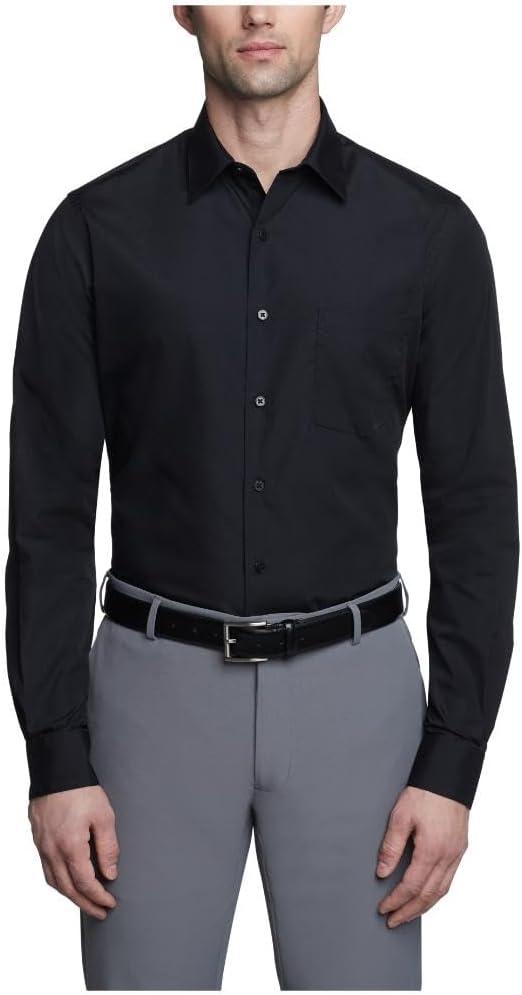 imageVan Heusen Mens Dress Shirt Fitted Poplin SolidBlack
