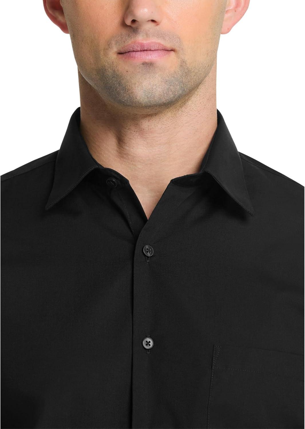 imageVan Heusen Mens Dress Shirt Fitted Poplin SolidBlack
