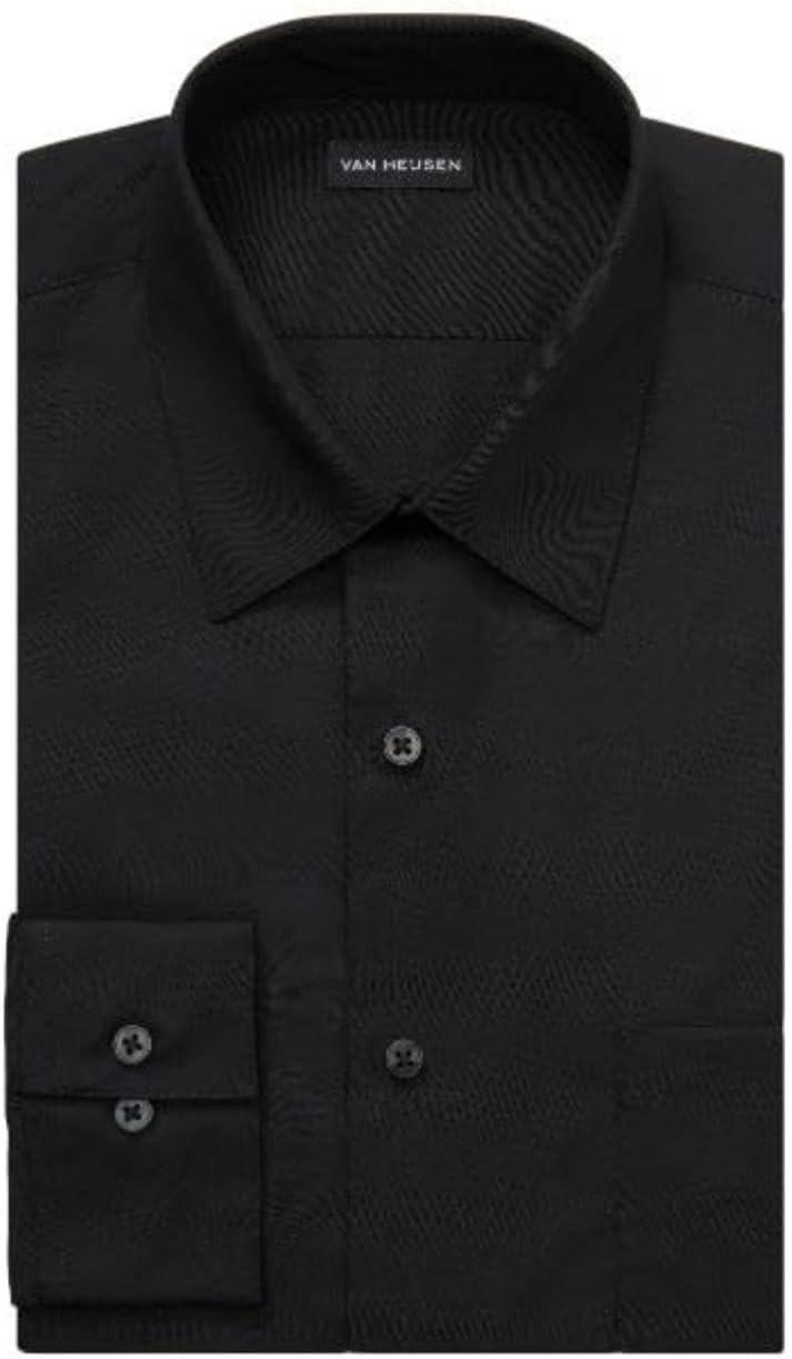 imageVan Heusen Mens Dress Shirt Fitted Poplin SolidBlack