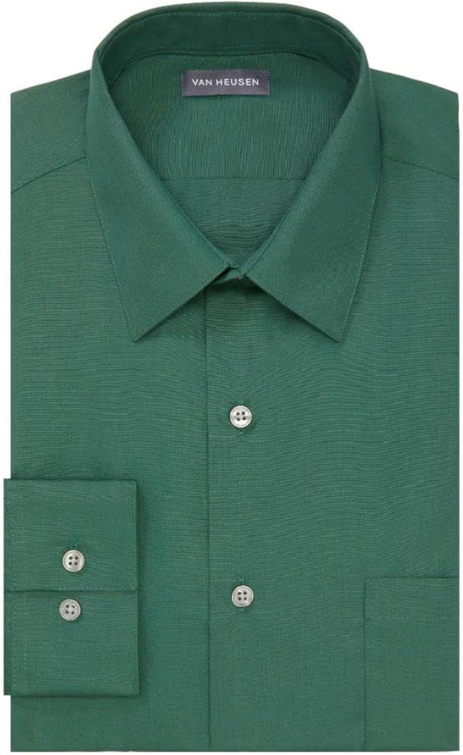 imageVan Heusen Mens Dress Shirt Fitted Poplin SolidDark Leaf