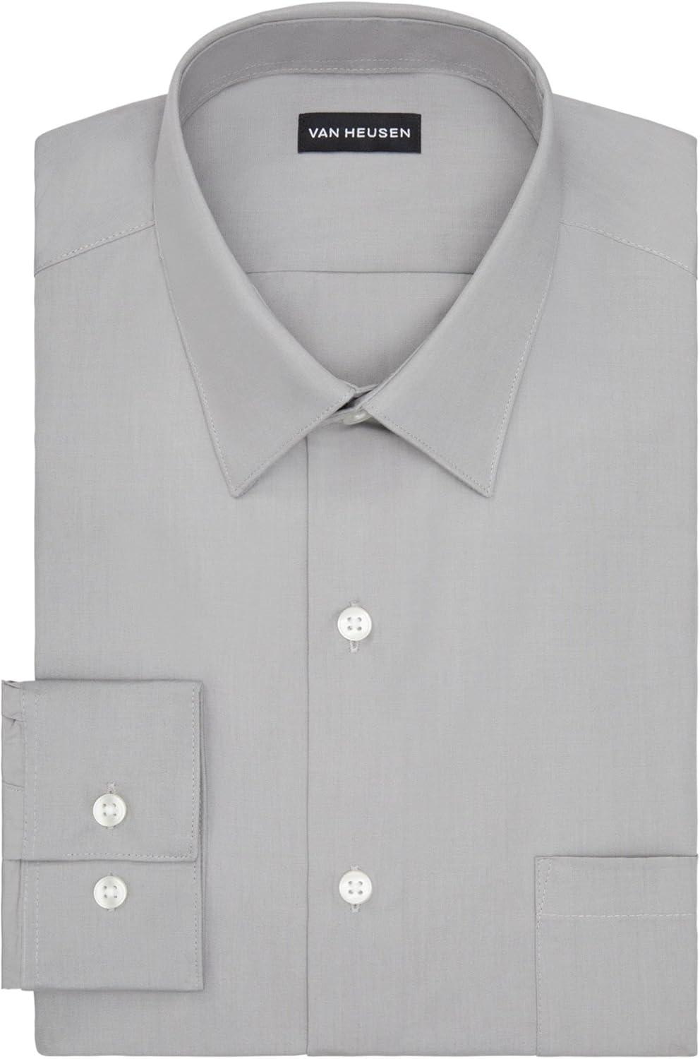 imageVan Heusen Mens Dress Shirt Fitted Poplin SolidGreystone