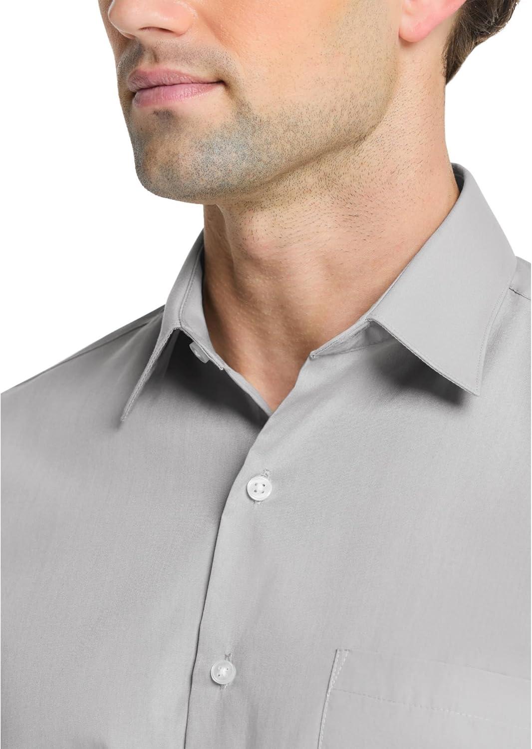 imageVan Heusen Mens Dress Shirt Fitted Poplin SolidGreystone