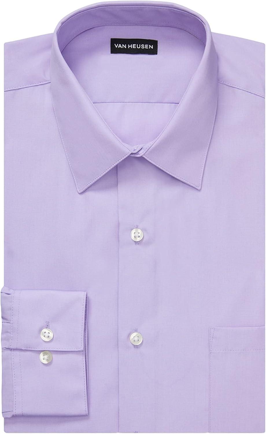 imageVan Heusen Mens Dress Shirt Fitted Poplin SolidLavender