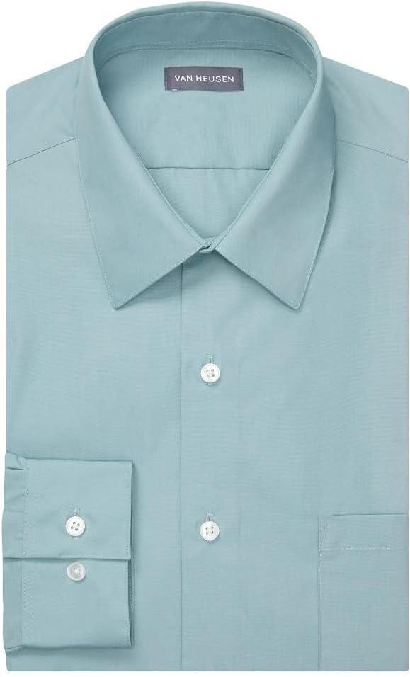 imageVan Heusen Mens Dress Shirt Fitted Poplin SolidOcean Mist