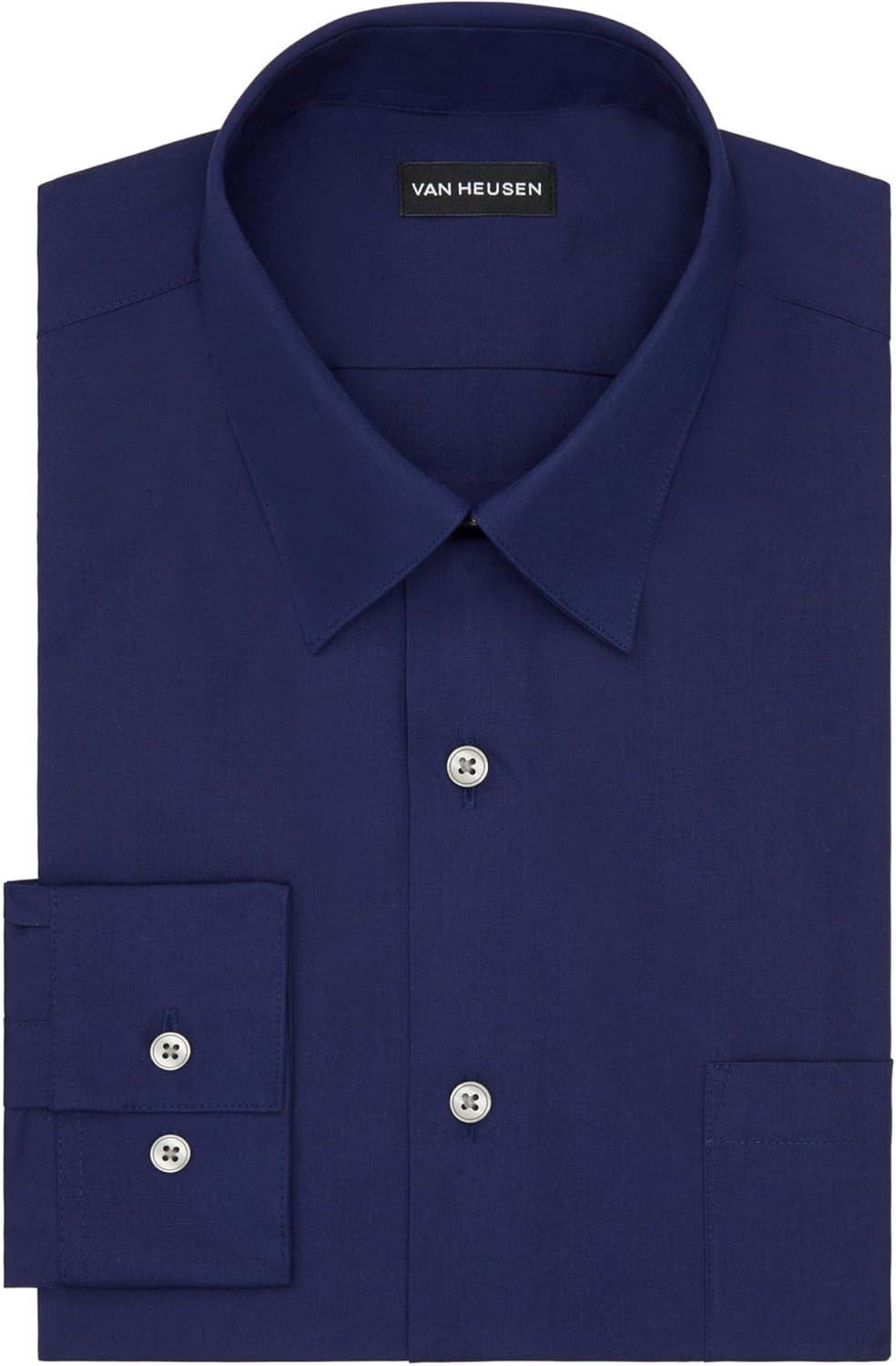imageVan Heusen Mens Dress Shirt Fitted Poplin SolidPersian Blue