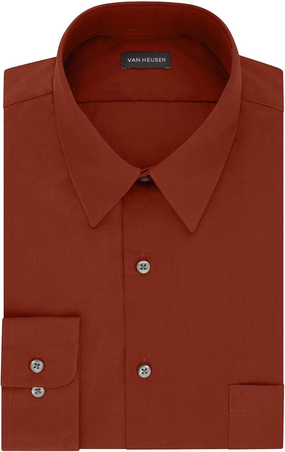 imageVan Heusen Mens Dress Shirt Fitted Poplin SolidPersimmon