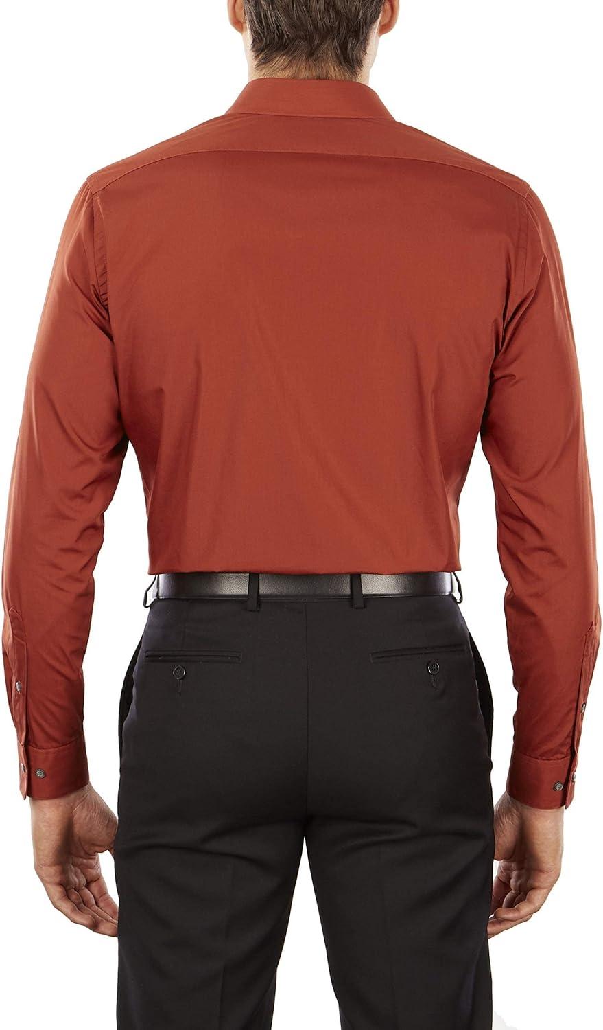imageVan Heusen Mens Dress Shirt Fitted Poplin SolidPersimmon