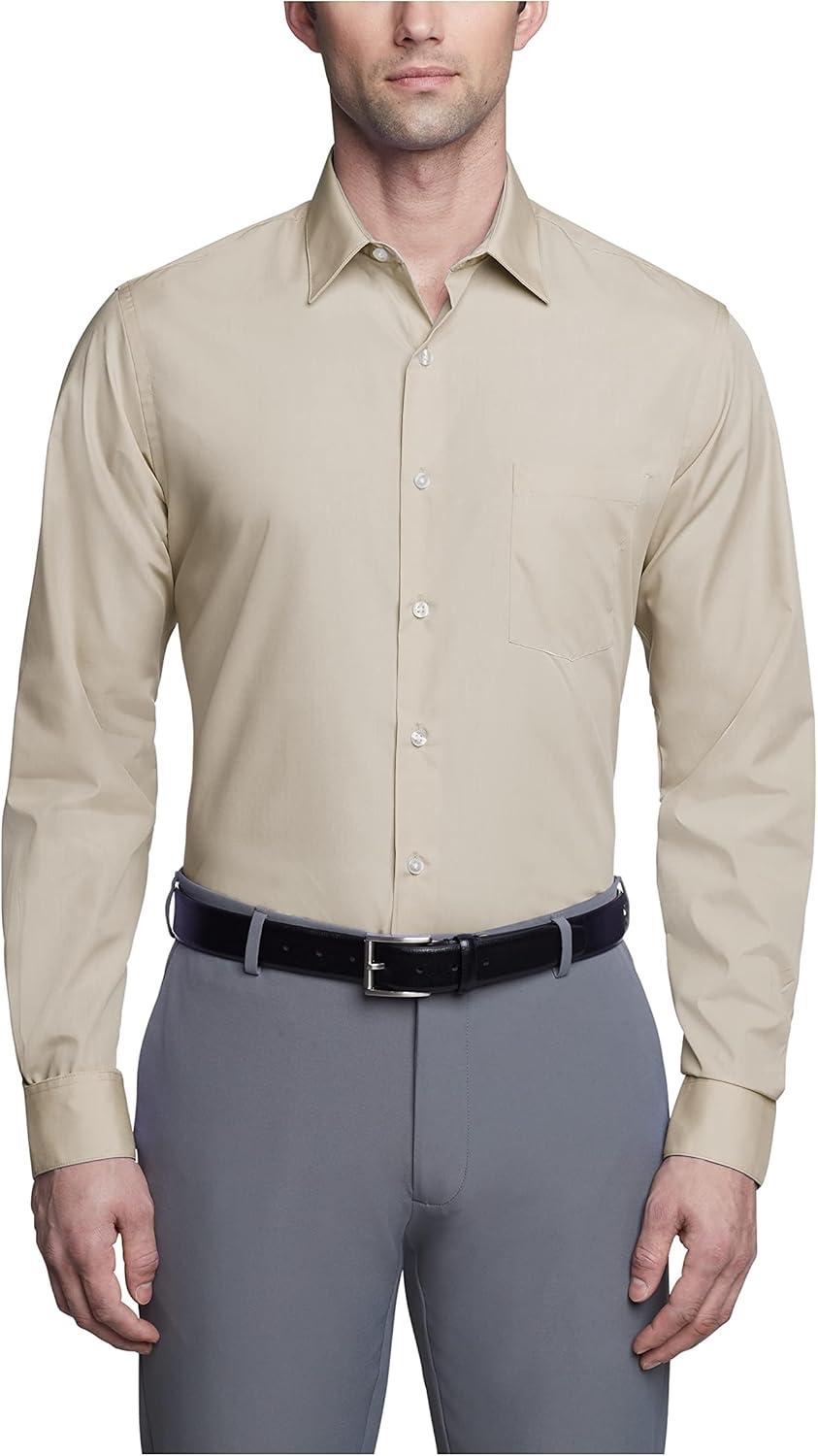 imageVan Heusen Mens Dress Shirt Fitted Poplin SolidStone