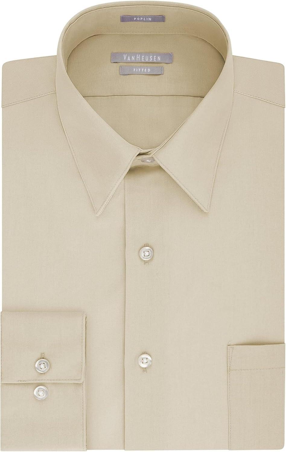 imageVan Heusen Mens Dress Shirt Fitted Poplin SolidStone