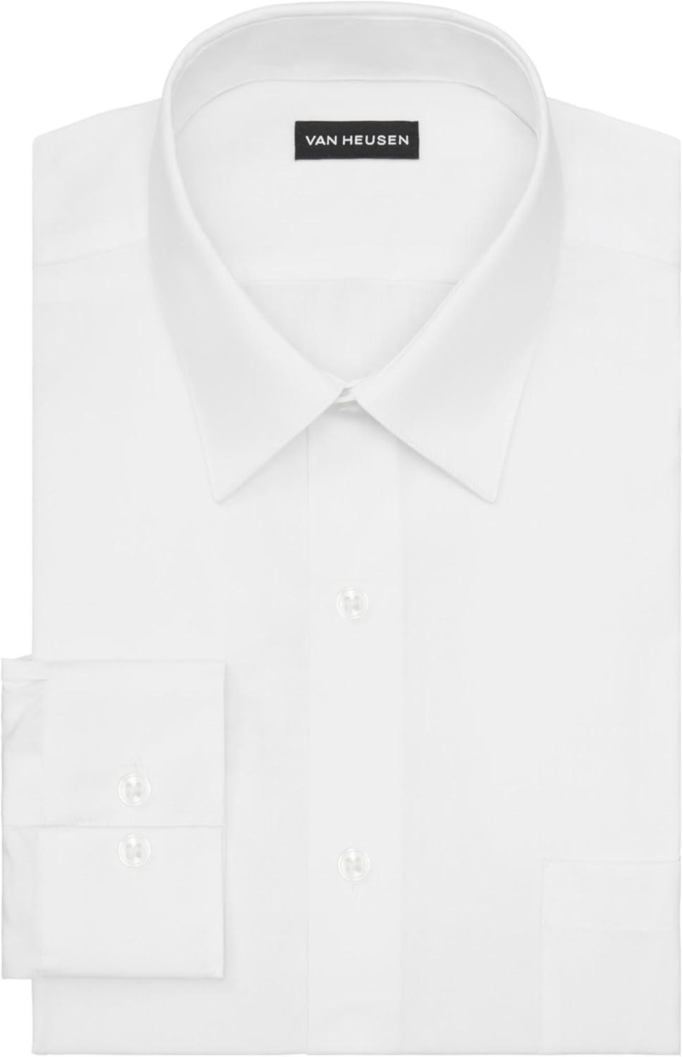 imageVan Heusen Mens Dress Shirt Fitted Poplin SolidWhite