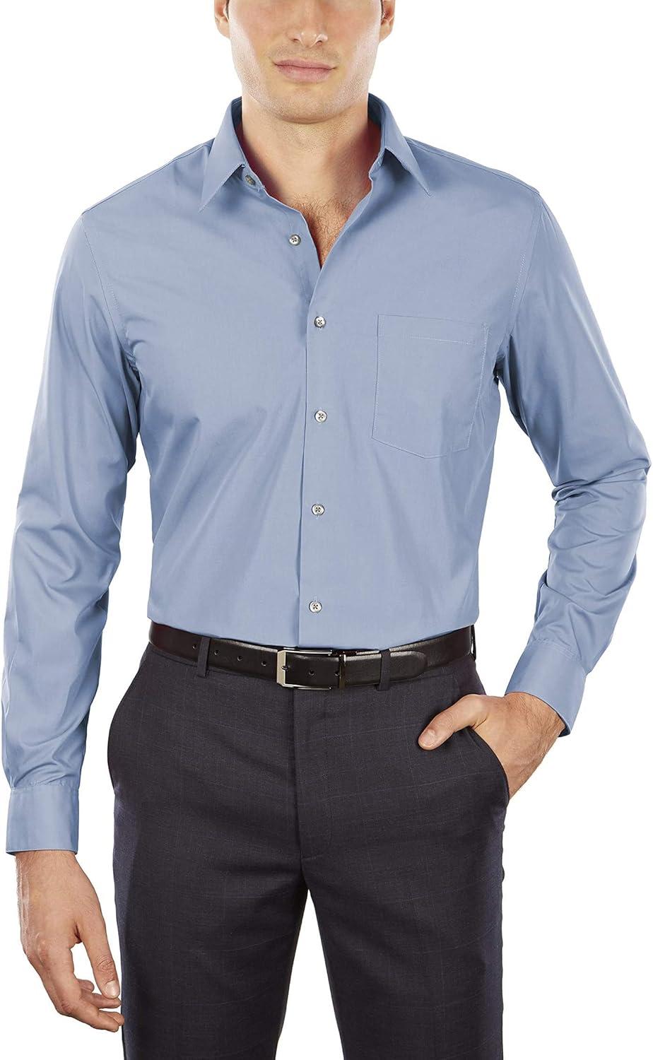 imageVan Heusen Mens Dress Shirt Fitted Poplin SolidWhiteCameo Blue