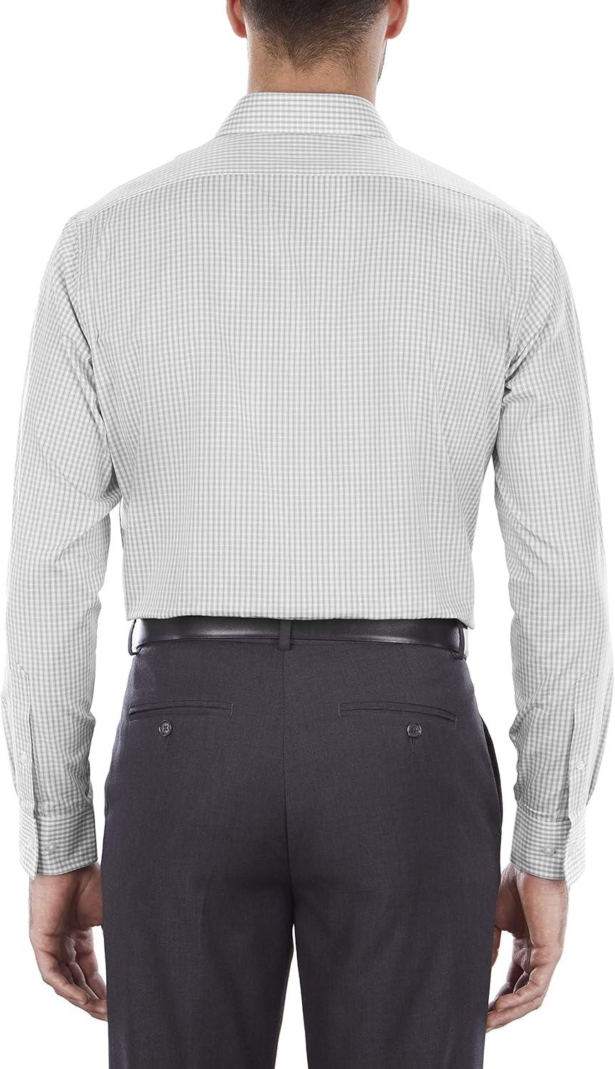imageVan Heusen Mens Dress Shirt Regular Fit Flex Collar CheckGrey Pearl