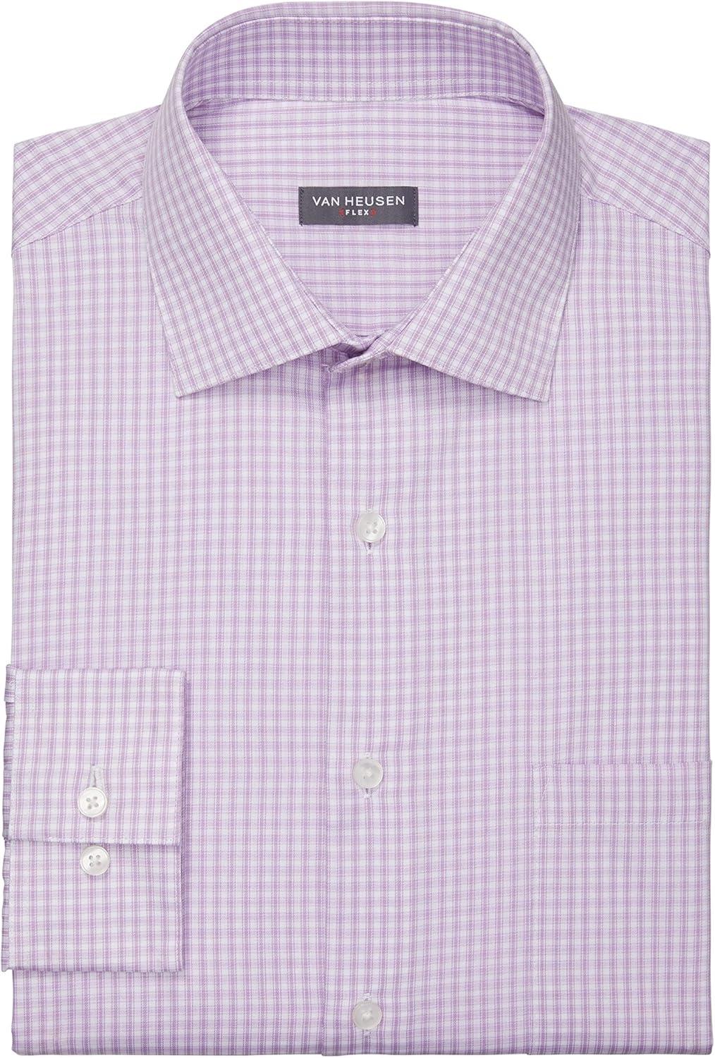 imageVan Heusen Mens Dress Shirt Regular Fit Flex Collar CheckSoft Lilac