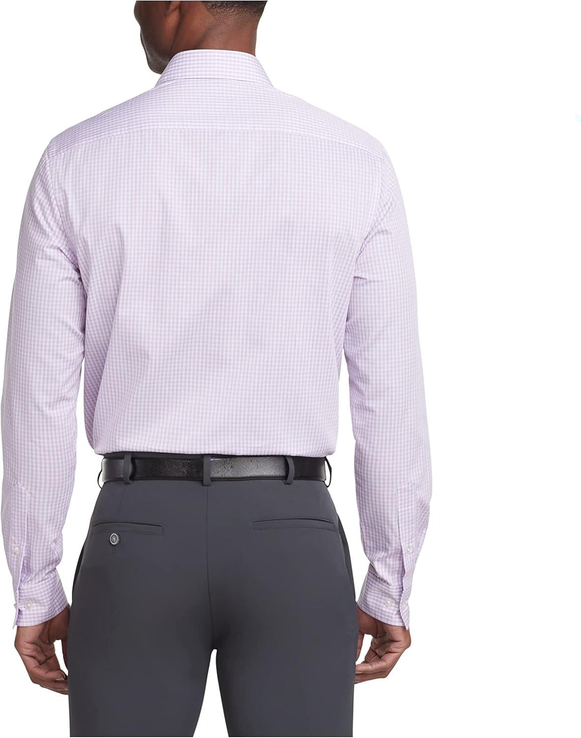 imageVan Heusen Mens Dress Shirt Regular Fit Flex Collar CheckSoft Lilac