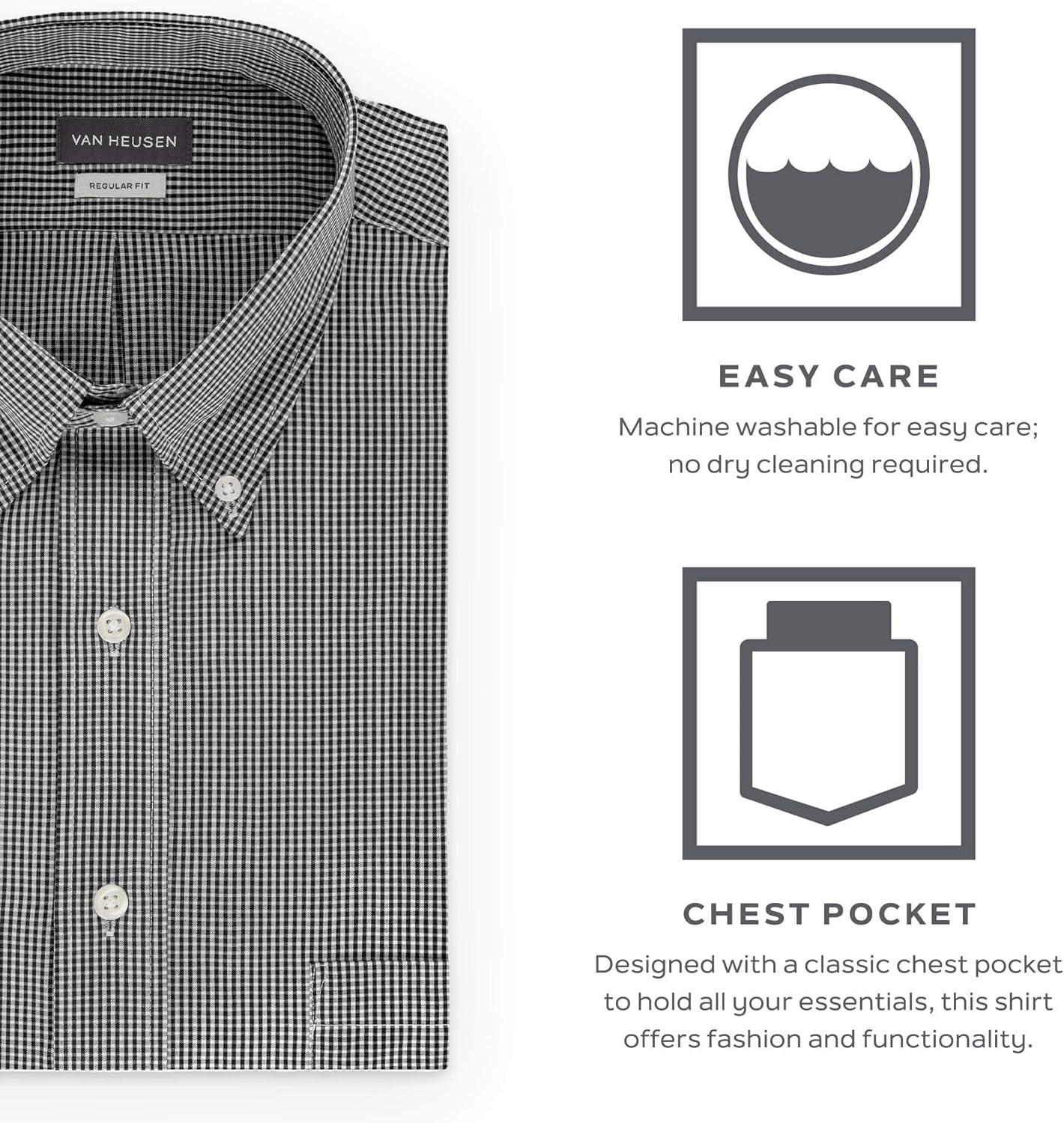 imageVan Heusen Mens Dress Shirt Regular Fit Pinpoint StripeBlack
