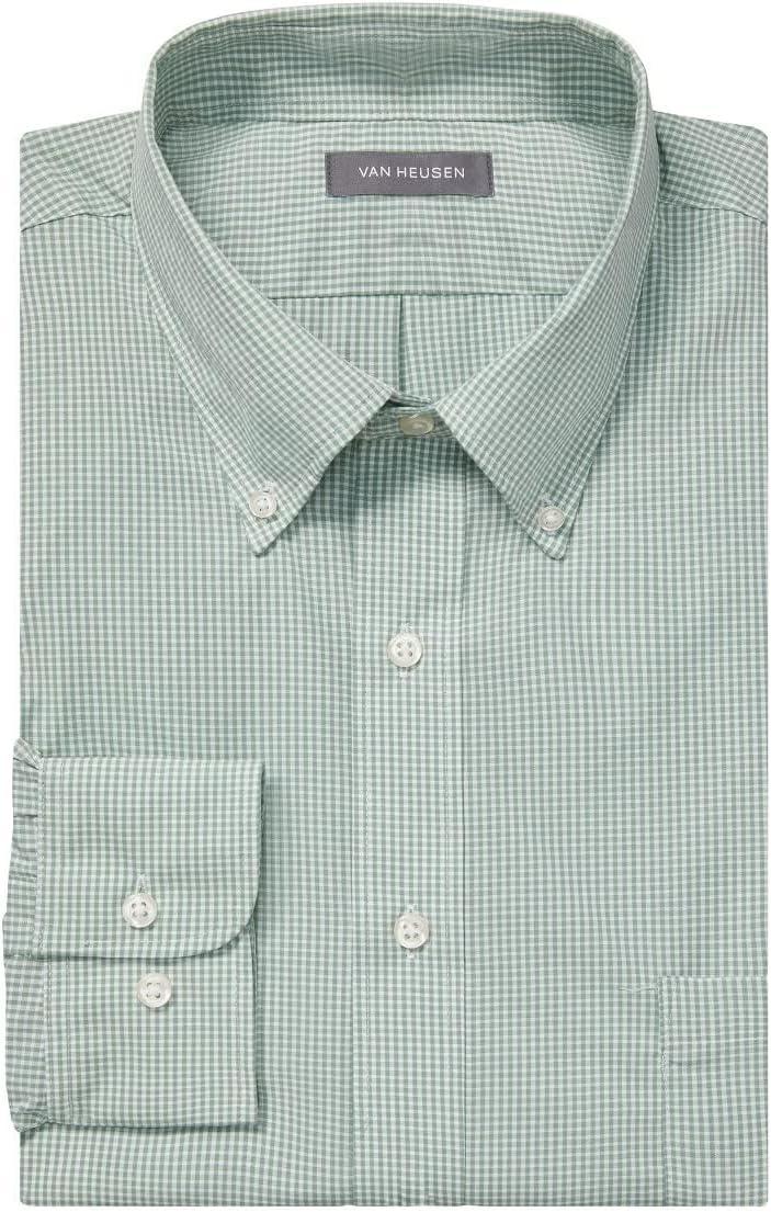 imageVan Heusen Mens Dress Shirt Regular Fit Pinpoint StripeGreen Chicory