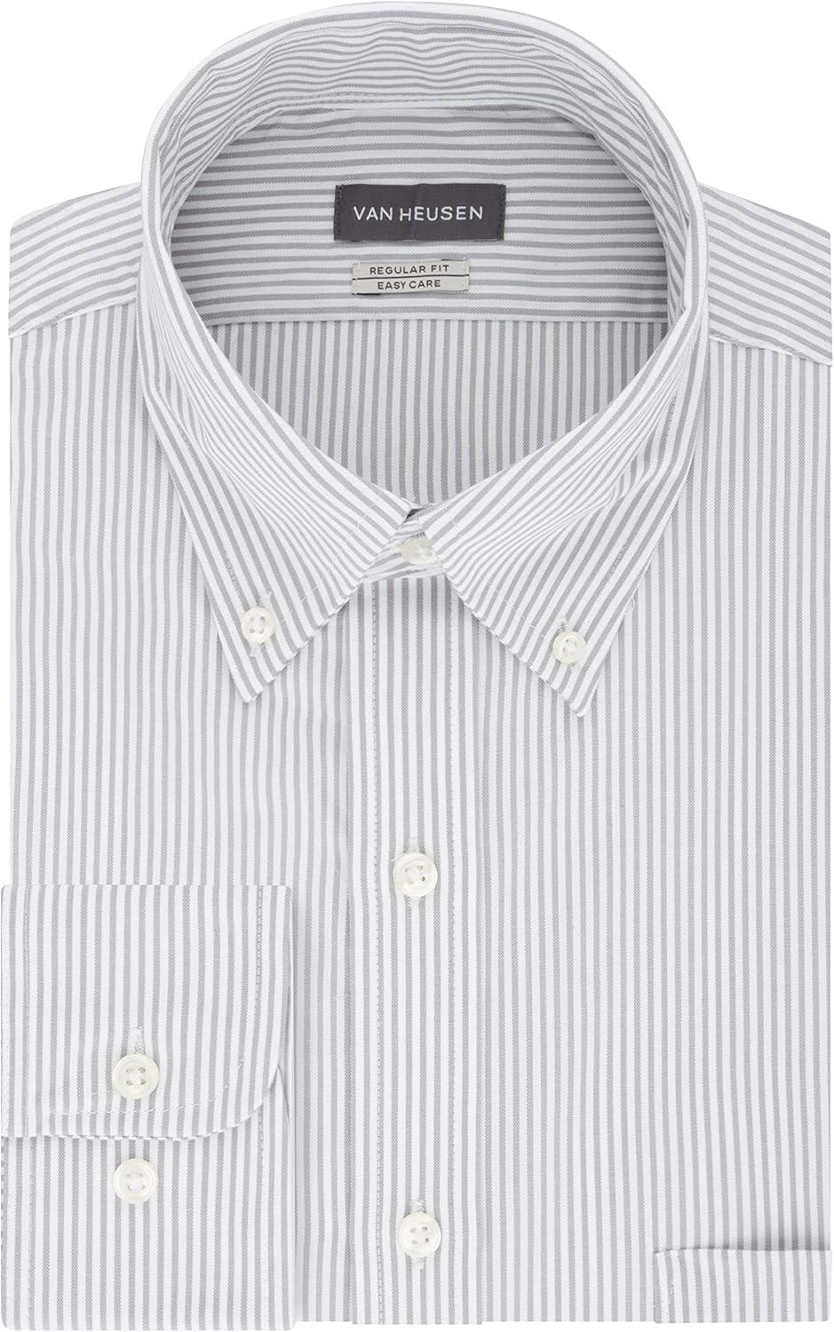 imageVan Heusen Mens Dress Shirt Regular Fit Pinpoint StripeIced Grey