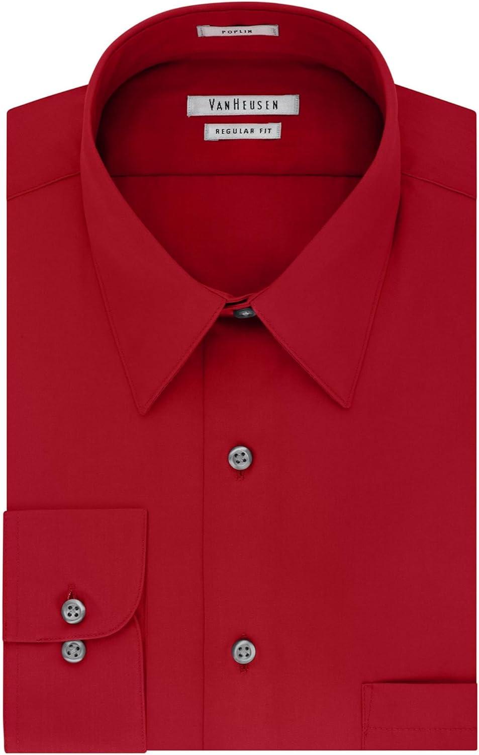 imageVan Heusen Mens Dress Shirt Regular Fit Poplin SolidFlame