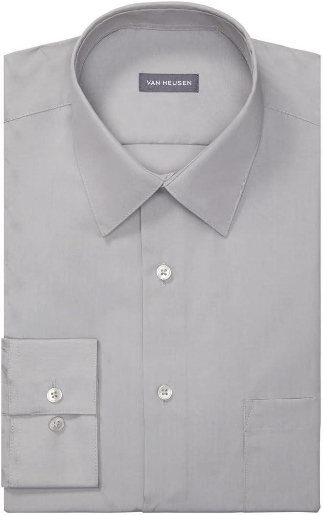 imageVan Heusen Mens Dress Shirt Regular Fit Poplin SolidGrey Stone