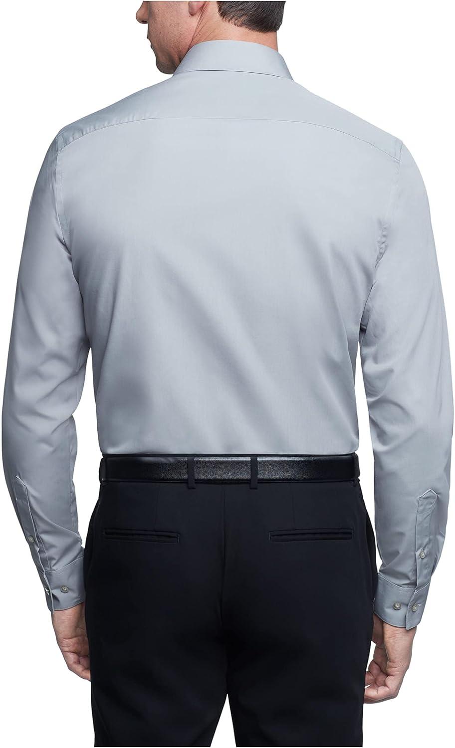 imageVan Heusen Mens Dress Shirt Regular Fit Poplin SolidGrey Stone