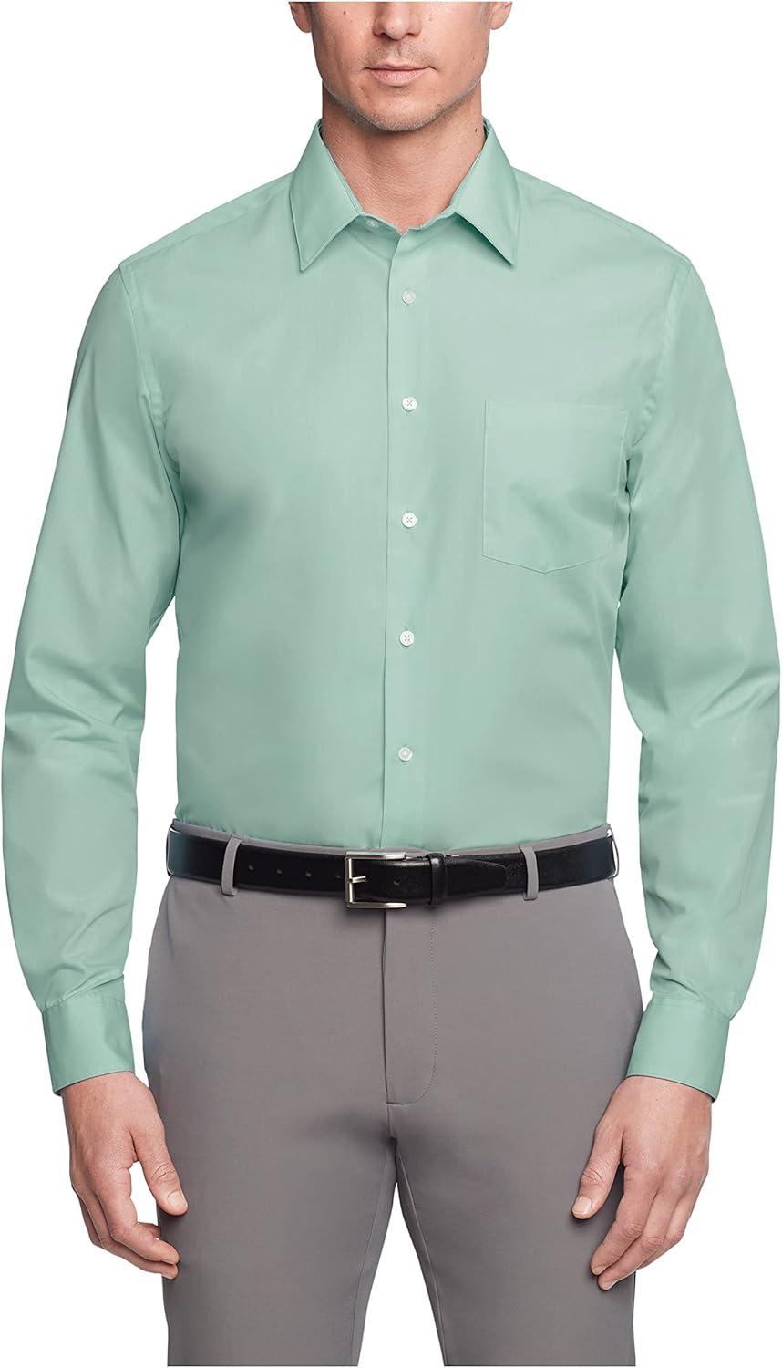 imageVan Heusen Mens Dress Shirt Regular Fit Poplin SolidLeaf