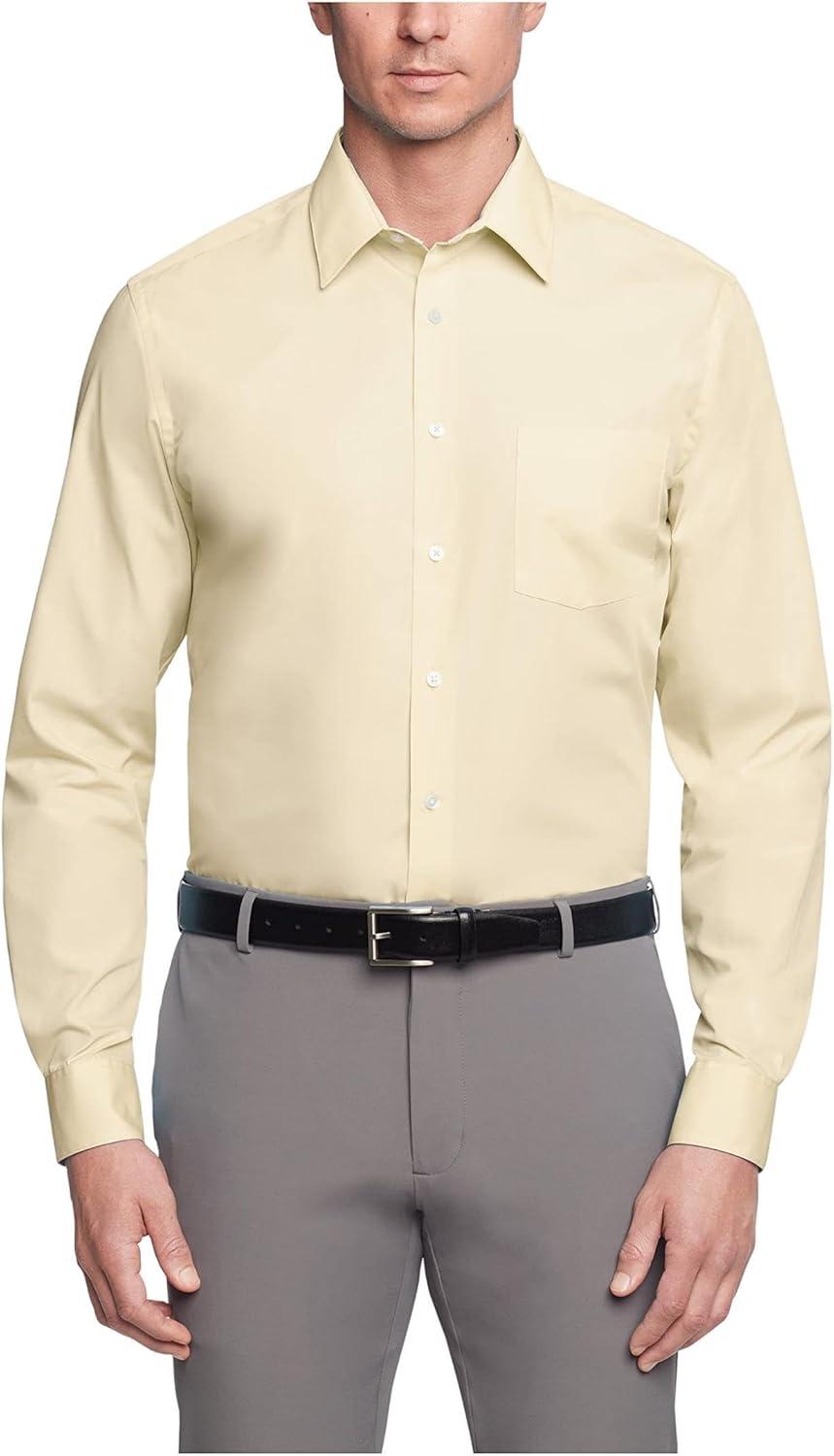 imageVan Heusen Mens Dress Shirt Regular Fit Poplin SolidLemon Glaze